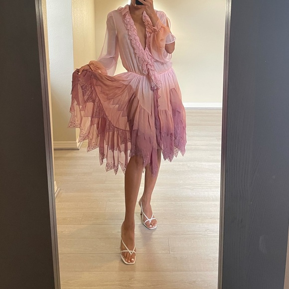 ‼️SALE‼️ Blumarine Pink Ombre Mauve Long Sleeve Fairy Dress - Picture 3 of 8